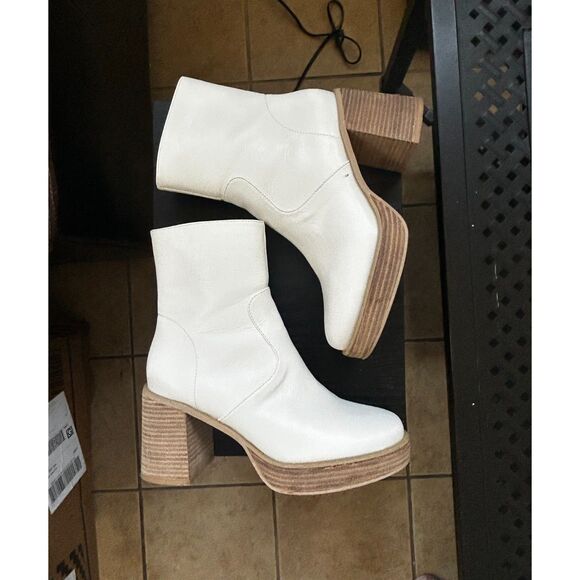 White OASIS SOCIETY Alexandra - Platform Chunky Block Heel Ankle Boots - Size 9 - Picture 2 of 10